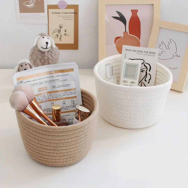 Nordic Woven Cotton Rope Storage Baskets – Stylish Organizer for Toys, Keys, and Snacks
