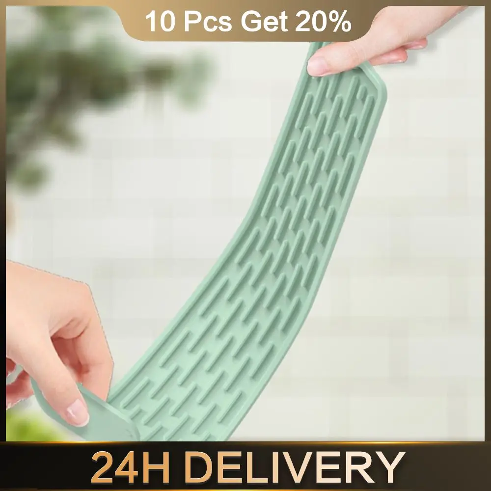 

Silicone Draining Mat Good Resilience Long Non-slip Mat Kitchen Tools Non-slip Drainage Mat Hanging Hole Design Grey Wipe Clean