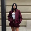 UNIZERA 2024 Autumn New Product Fashion Casual Women's Zipper Pocket Decoration Jacket Coat Lantern Mini Skirt Set 1