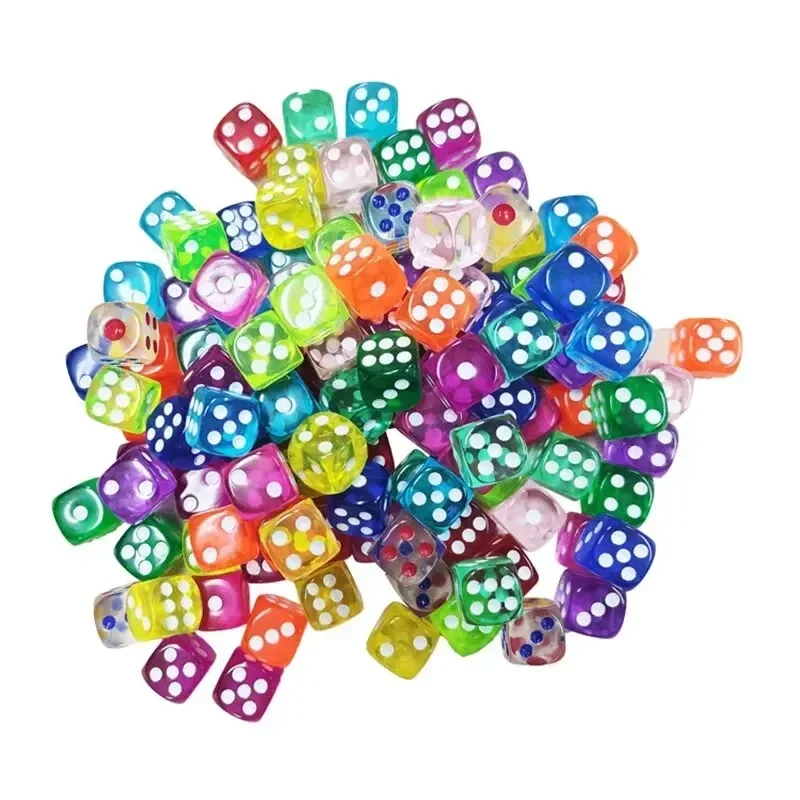 50PCS 14mm Colorful Transparent Dice Set Rounded Edge Board Game Dice for Tabletop RPG D&D Casino Party Game dice dice set