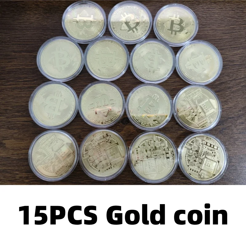 Gold Plated Collectible Bitcoin Coin – Commemorative Art Piece with Display Case