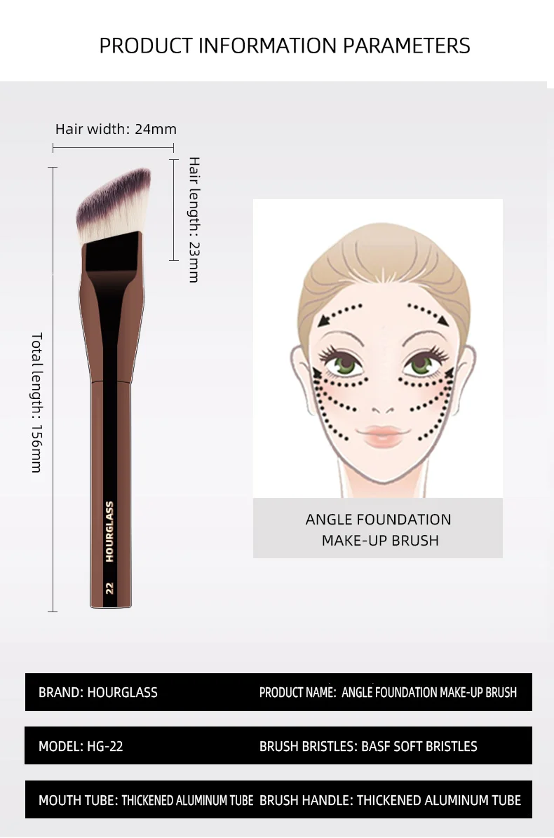 Nova Glam Essentials Angled Foundation Brush – Synthetic Bristles for Liquid & Cream Blending