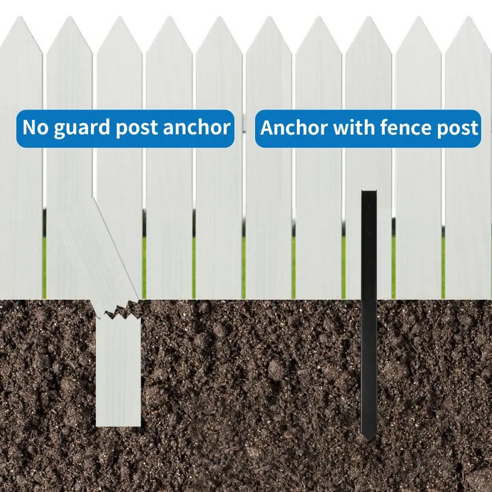 4Pcs Fence Post Repair Stakes with Fixing Screws Pointed Broken Wood Fence Post Repair Tool Heavy-duty Back Support Kit