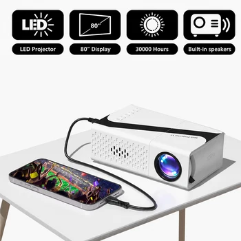 Proiettore portatile con decodifica 4K, risoluzione nativa 720P, supporta la proiezione da cellulare, adatto per dispositivi IOS/TV Stick/USB/Laptop e altri.