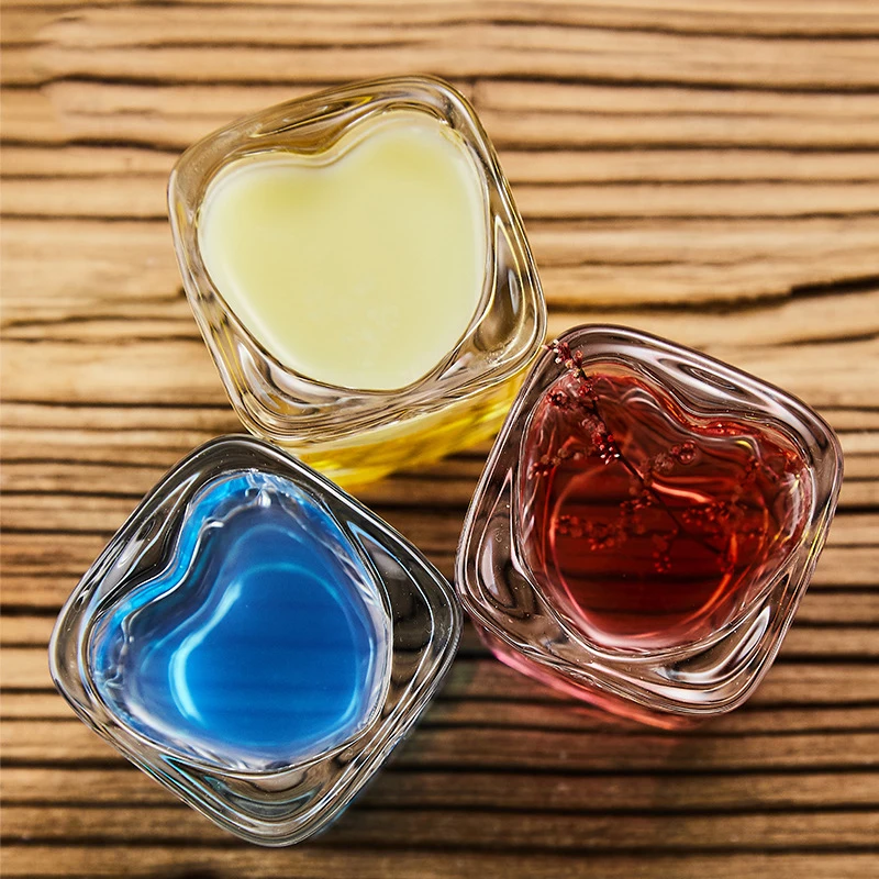 Heart-shaped Clear Shot Glass Cup Barware Beer Cups Tumbler Drinkware Glasses for Whiskey Vodka 45ML