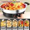 220V Large Capacity No Coating Stainless Steel Pancake Maker Non-stick Pan Multi-functional Electric Skillets,5.5CM Deep Pot 3