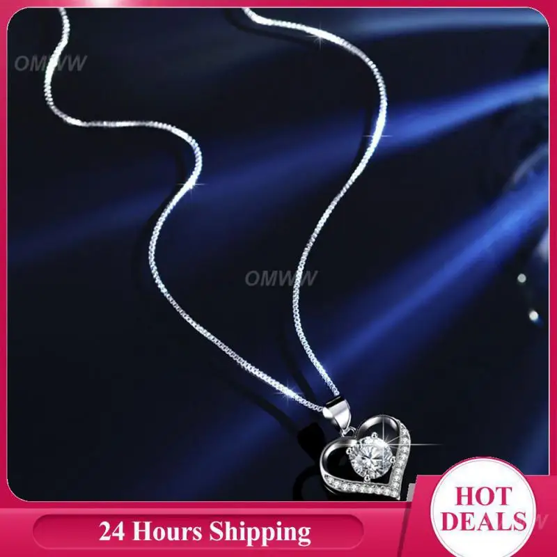 

Ocean Heart Clavicle Chain Peach Heart Shape Fashionable And Chic Colored Clavicle Chain Popular Accessories Pendant