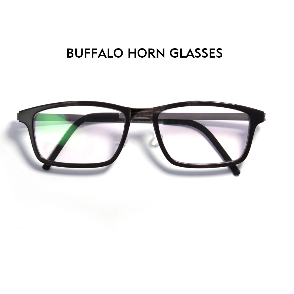 

Retro Rectangle Handmade Customized Ox Buffalo Horn Titanium Eyeglasses Frames for Men Germany Design Screwless Cow Horn Eyewear