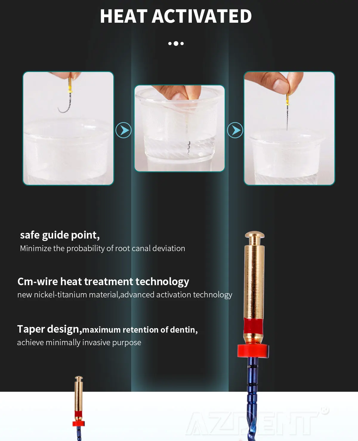 6 teile/schachtel AZDENT Dental Endodontie Gold Große Kegel Datei NITI Rotary Dateien Motor Verwenden 25mm Zahnmedizin Werkzeuge – Detail 13