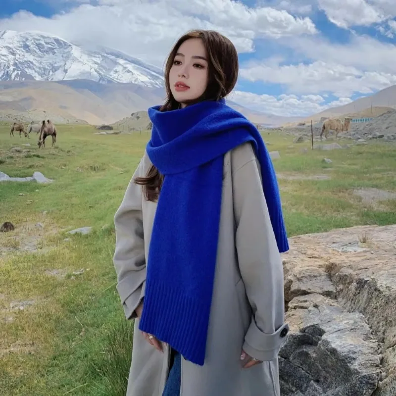 Korean Style New Solid Color Knit Scarf for Students and Couples Fashionable Winter Neck Warmer Soft and Cozy