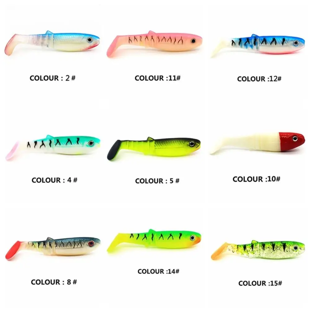 

5PCS Worm T-tail Wobblers Fishing Swimbait 8cm/6g Silicone Minnow Bass Lure Pesca Biomimetic Wobblers Lure Jig Head
