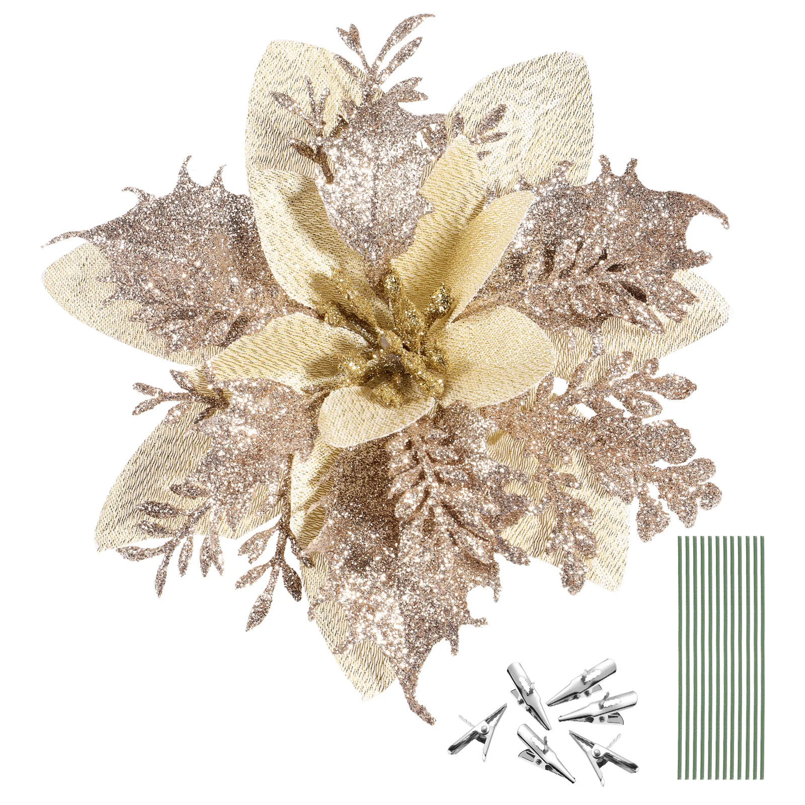 

Christmas Flowers Glitter Artificial Poinsettia Flowers Christmas Tree Flowers Party Decoration New Year Home Decor