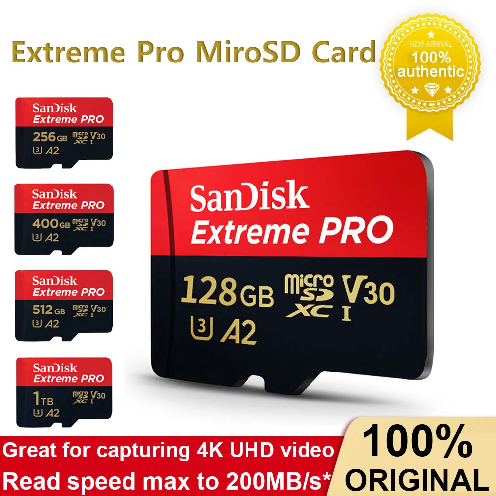 SanDisk Extreme PRO 128GB 256GB UHS-I U3 V30 SDXC Card up to 200MB/s  +Tracking#
