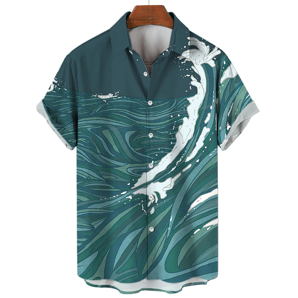 thumbnail image 1 of Nuevas camisetas gráficas de olas del océano para hombres, ropa de surf 3D, camisetas de playa hawaianas, ropa vintage Y2k de manga corta, tops con solapa, 1 of 5