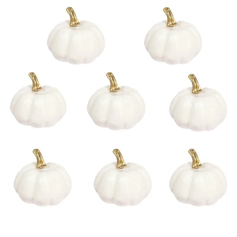 Small Artificial White Pumpkins Decorative Harvest Pumpkins for Fall Wedding Thanksgiving Halloween Table Centerpieces