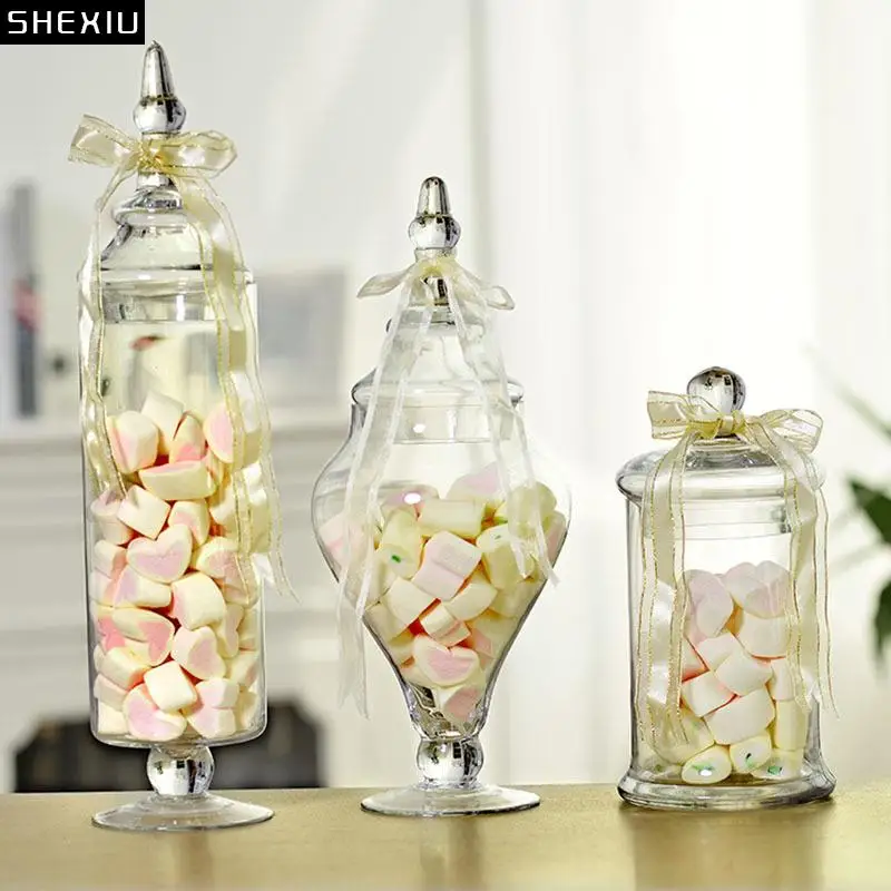 

Минималистичные стеклянные кастрюли для конфет, кастрюля для чая, европейская прозрачная стеклянная банка, настольное украшение, банки для хранения сухих фруктов и десертов с крышками