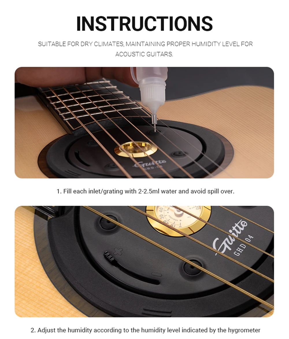 Guitto Series GHD-04 Guitar Humidifier Quality Silicone Anti-whistling Portable