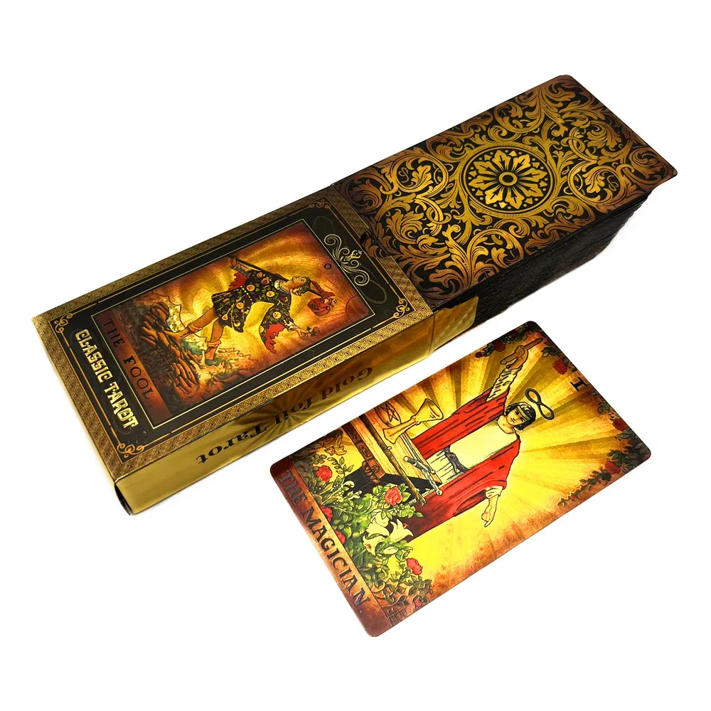 レトロな金とプラスチックのタロットカードデッキ,78枚のカード