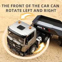 Huina 1318 1:18 Scale RC Assembled Plastic Flatbed Trailer Tractor Truck 9CH Radio Remote Control Cars Grey Outdoor Car Toy 1