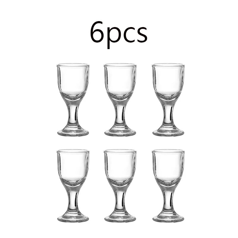 Goblet Shot Glass Set 6pcs Small Wine Cups Liquor Drinking Glasses