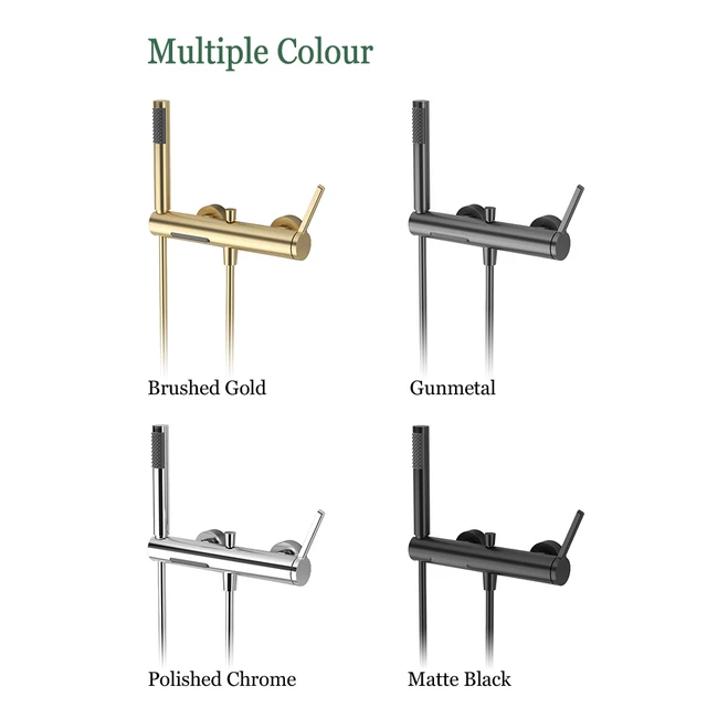 ชุดก๊อกน้ำฝักบัวอาบน้ำแบบติดผนัง สีทองขัดเงา/สีดำด้าน วัสดุทองเหลืองแท้ แบบน้ำตก น้ำร้อนน้ำเย็น สำหรับอ่างอาบน้ำ แบบ 2 หัวก๊อก 2 รู 6