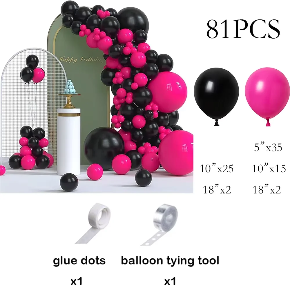 134pcs Pink Balloons Arch Kit Hot Red Rose Gold Balloon Garland Girl Princess Theme Birthday Party Baby Shower Decoration Globos