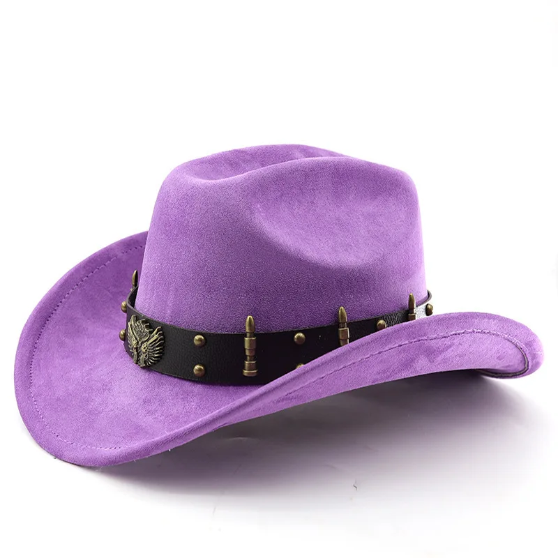 Adler Wildleder Western Cowboy Woolen Jazz Top Männer Frauen Ethnischen Stil Herbst Und Winter Filz Große Traufe Hut – Detail 23