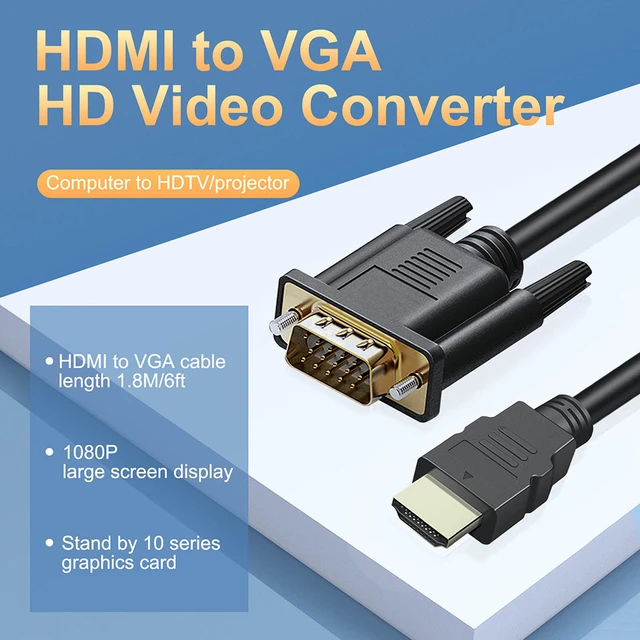 Adaptador HDMI macho a VGA macho Cable Convertidor de Video para PC TV  1080p 6FT 