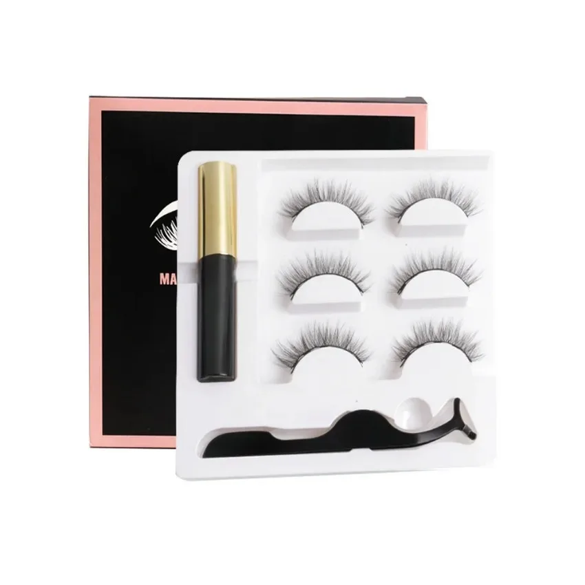 

Custom 3pairs/set Magnetic Eyelash Kit with Liquid Eyeliner Short Long Lasting Natural Thick Eyelashes Eyelash Makeup Tools Bulk