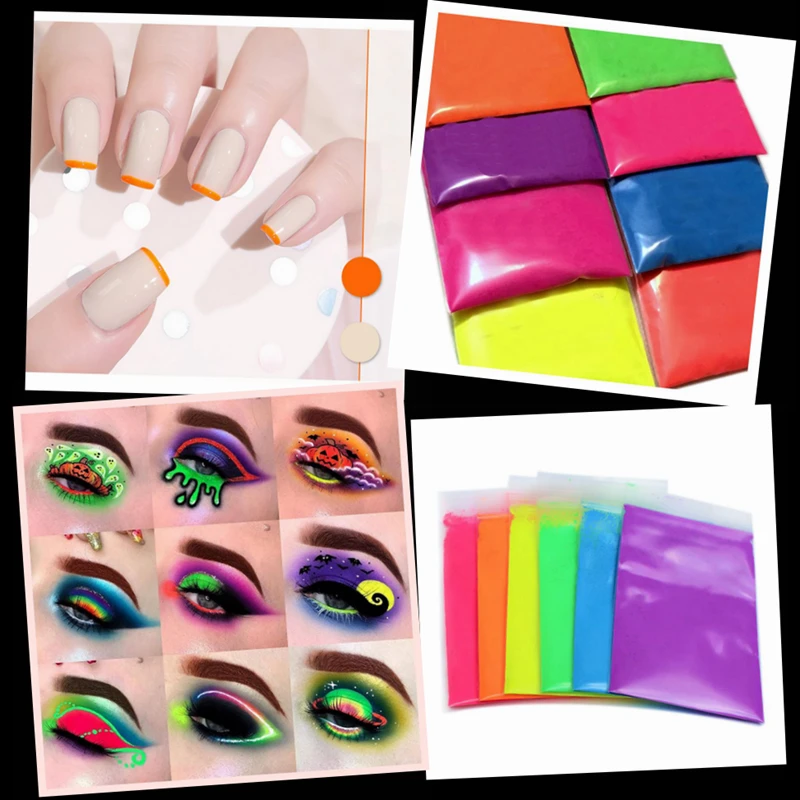 Mix 6 Colors Fluorescent Pigment Powder Neon Fluorescence Ultraviolet Reflect Powder Kit Colorants Resin Dye Jewelry Making Tool