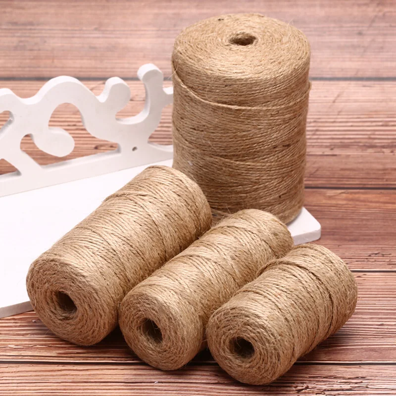 Jute Rope Packaging Cord 50m 80m 100m Handmade Hemp Linen Cords To Tie Burlap Twine String DIY Craft Decoration
