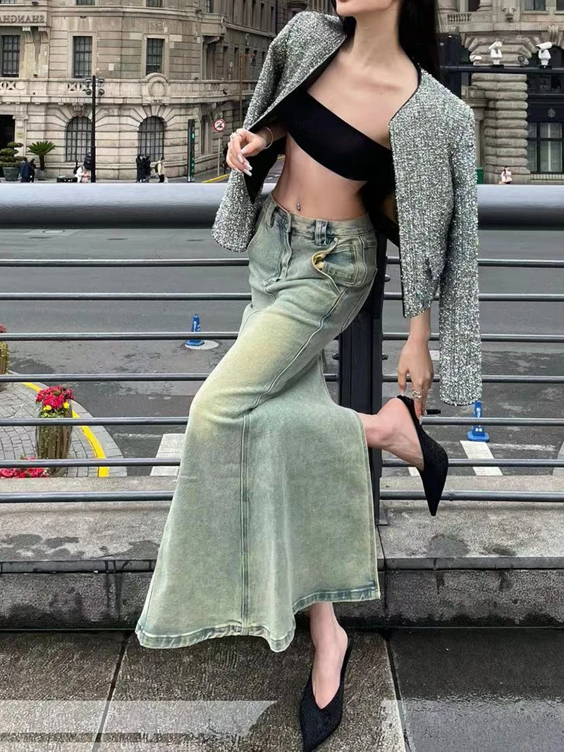 【新品】Mermaid Slit Denim Skirt 新品】Mermaid Slit Denim Skirt
