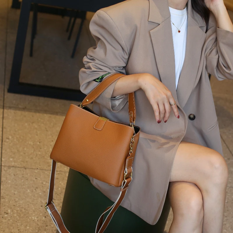 여성용  가죽 패션 소형 스퀘어 백, 캐주얼 숄더백, 대용량 언더암 백, 탑 레이어 소가죽 크로스바디 백
