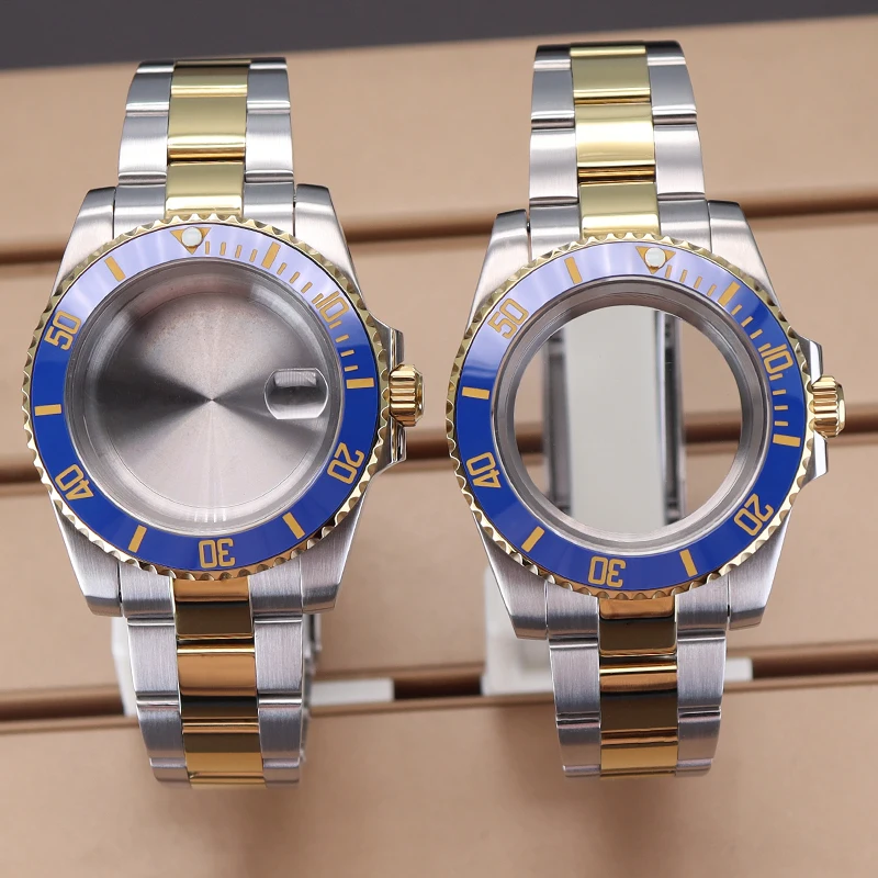 Heißer Verkauf Gold 40mm Hohe Qualität Uhr Fällen Für nh35 NH36 miyota8215 eta2824 Bewegung Schiebe Schnalle Uhrenarmbänder teile 28,5mm Zifferblatt – Detail 1