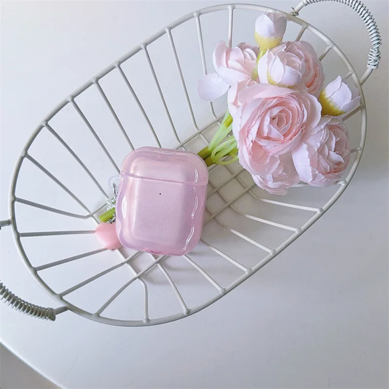 Energetic Fresh Transparent Irregular Edge Earphone Cover Case with Pendant