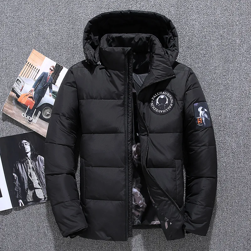 Men's Down Jacket Duck Winter Warm Hooded Puffer Jacket Men Vintage Clothes 90 X Padded Black Autumn Red Bomber Male Parka