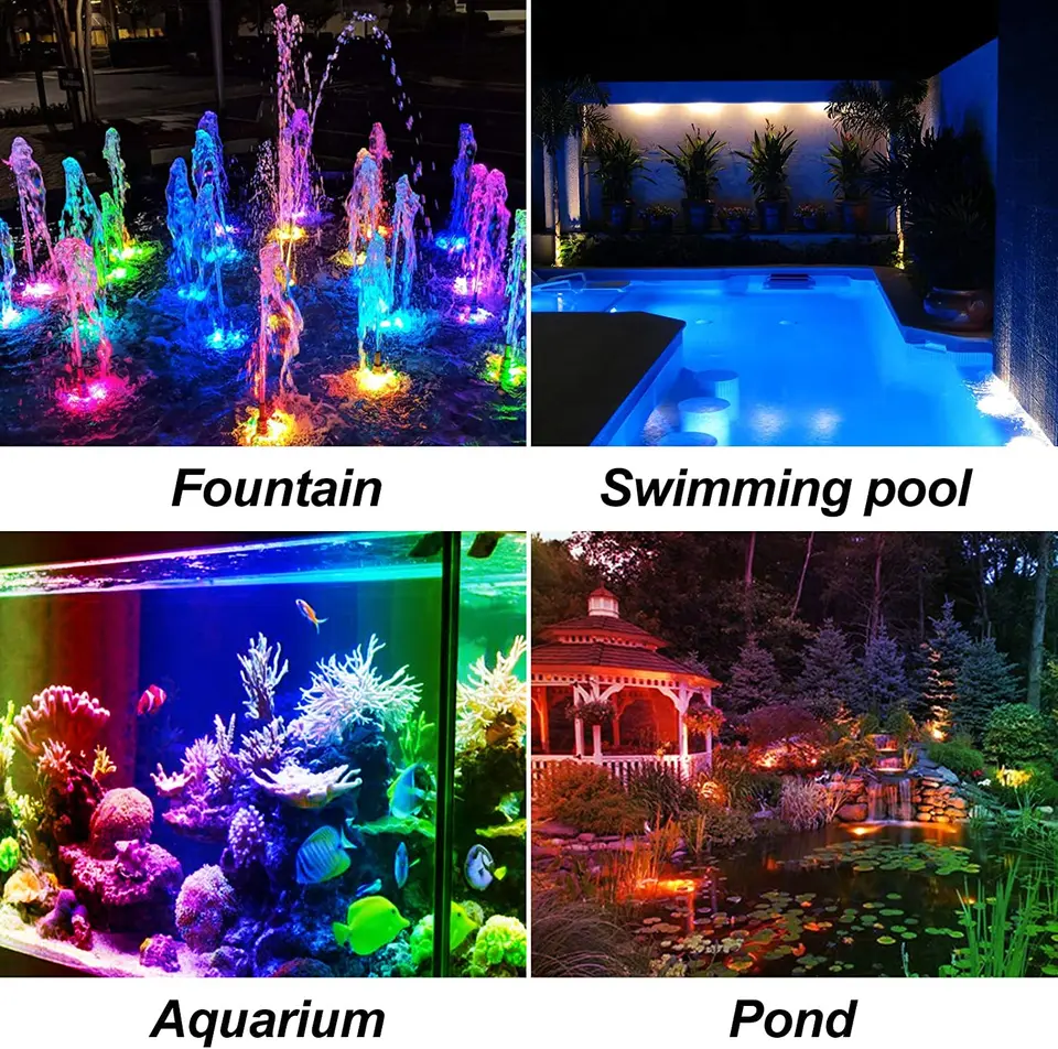 Solar RGB Pond Lights (3-Pack) - IP68 Waterproof LED Spotlights For Pools/Fountains