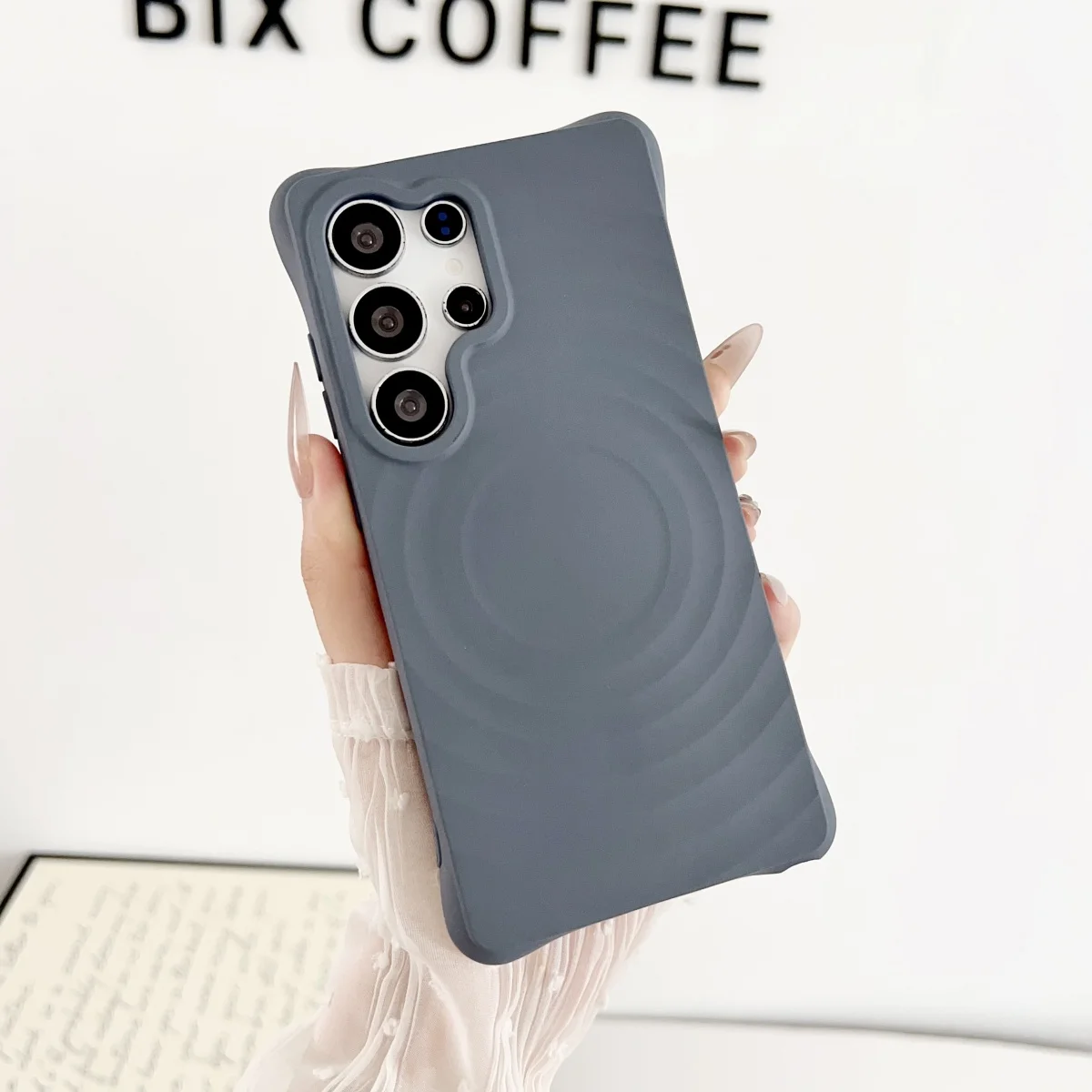 Stylish Water Ripple Silicone Magnetic Case with Wireless Charging and Shockproof Protection
