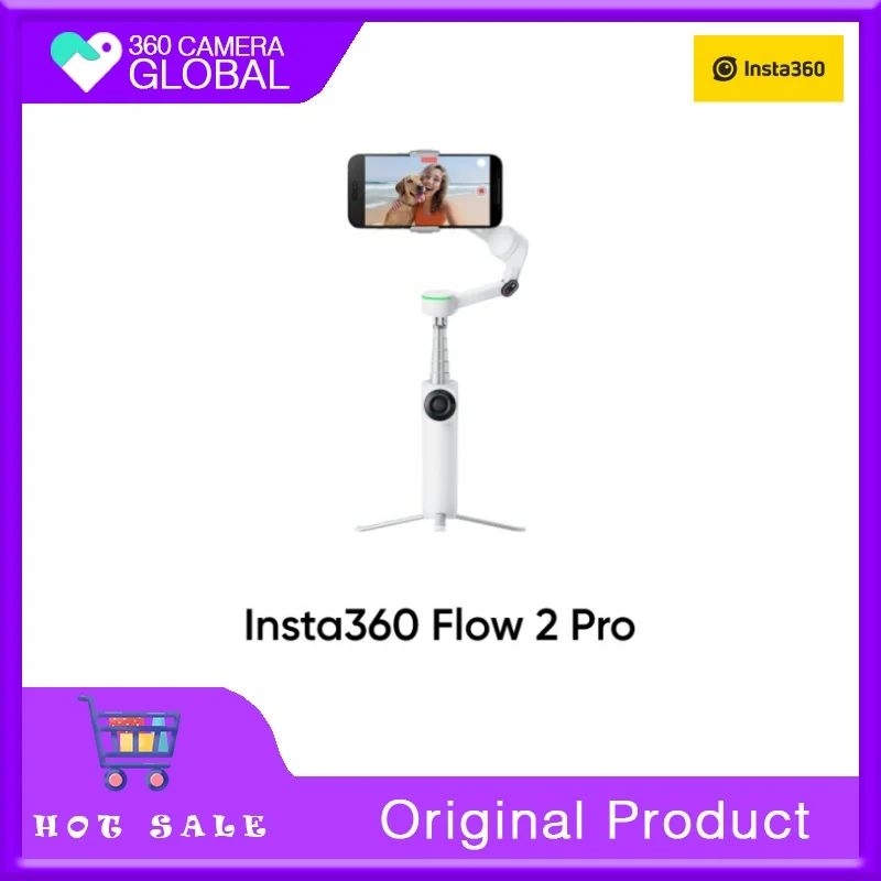 Insta360 Flow 2 Pro-Foldable AI Phone Gimbal Multi-Person Tracking Track in 200+ Apps Apple DockKit