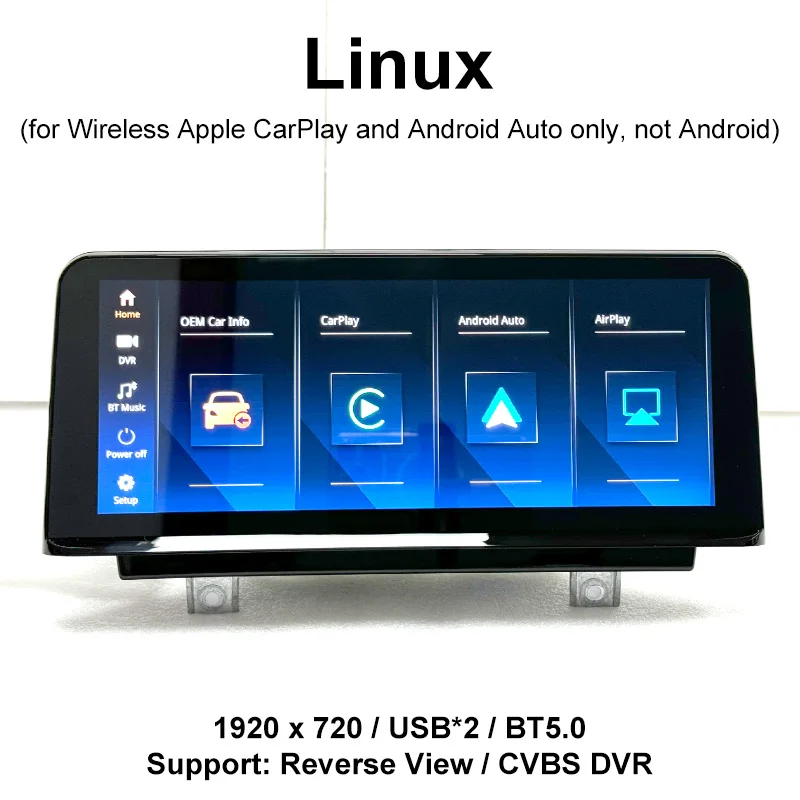 Newest 1920 Linux Wireless CarPlay Screen for BMW All Range Support Android Auto Hicar USB Bluetooth