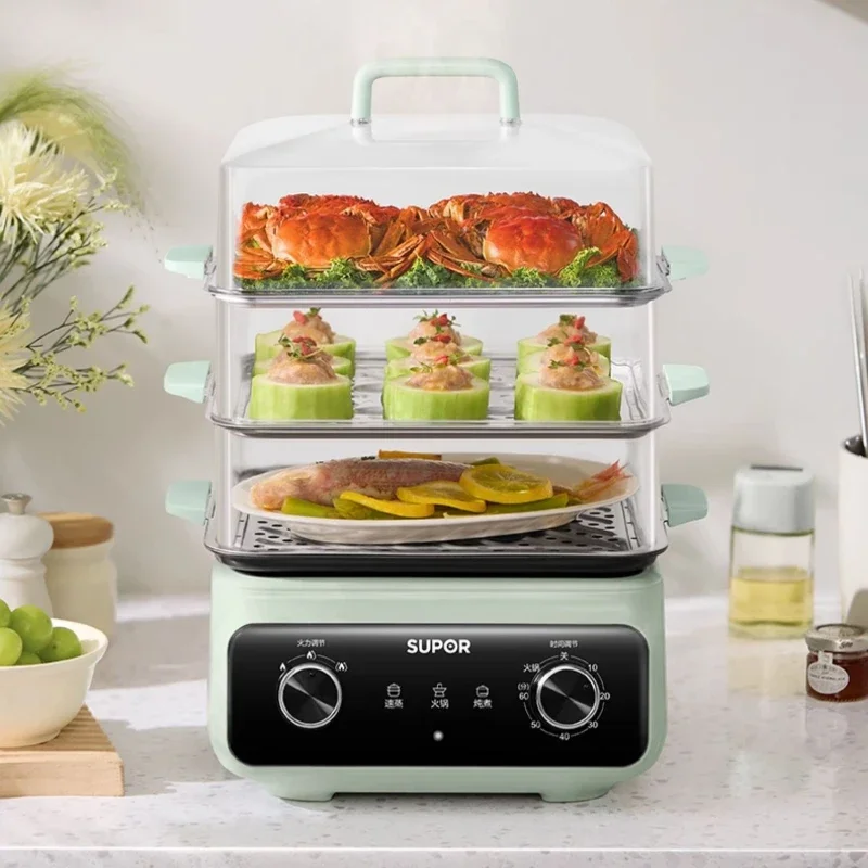 Supor electric steamer multi-functional household three-layer stainless steel steamer new model electric cooker 220V