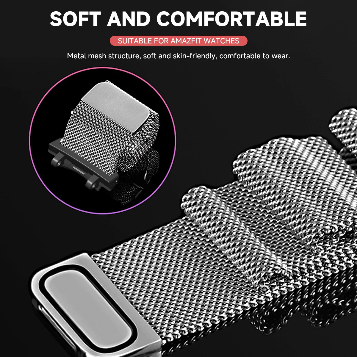 Stainless Steel Milanese Magnetic Loop Strap Smartwatch Wristband Bracelet