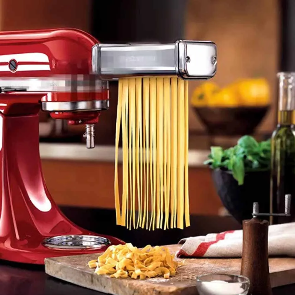 3 IN 1 3 Types Pasta Marker Machine- Pasta Roller Machine Attachment Set Stainless Steel For KitchenAid Stand Mixers