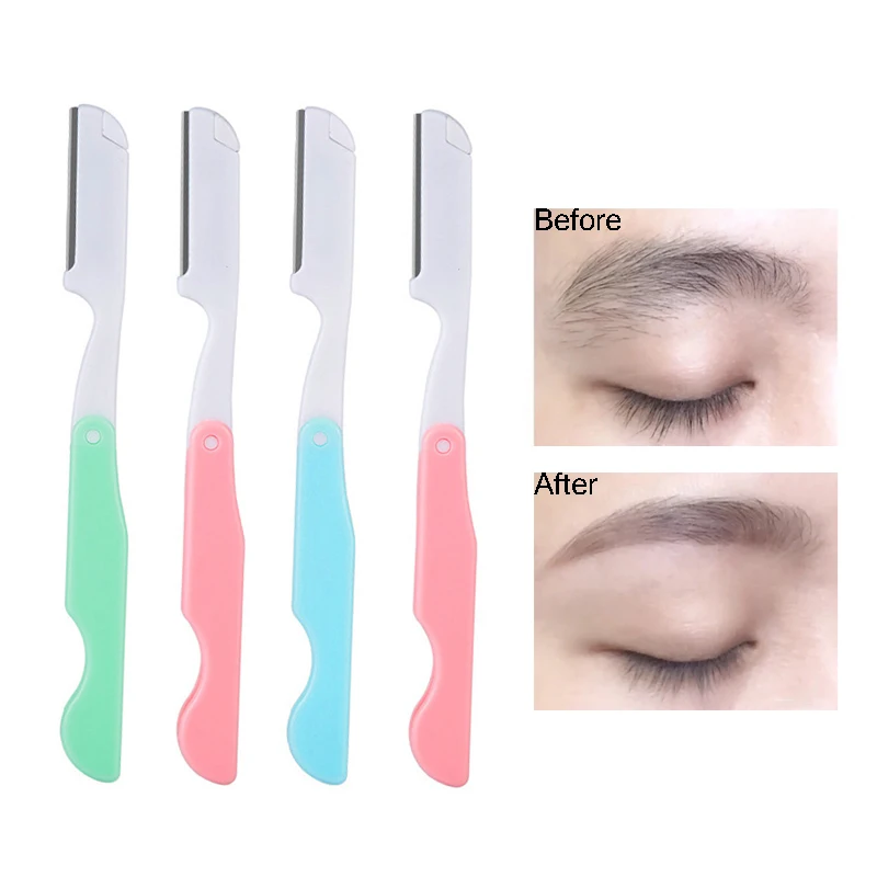 1pcs Random Color Eyebrow Trimmer Foldable Facial Hair Remover Razor Shaver Women Makeup Eye Brow Shaper Blades Beauty Tools 2