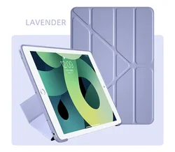 Y-Fold Leather Soft Cover Sleeve Stand for Pro 2021 12.9inch (Lavender)