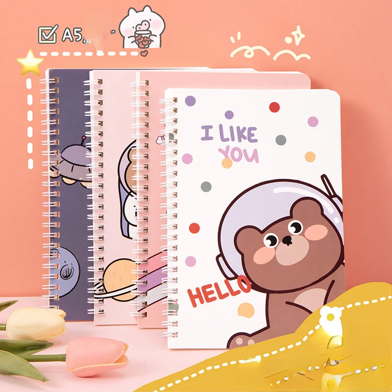 Kawaii bonito desenho coelho panda pequeno caderno bolso bloco de notas  bobina palavra caderno livro escola material de escritório papelaria sl1091  - AliExpress