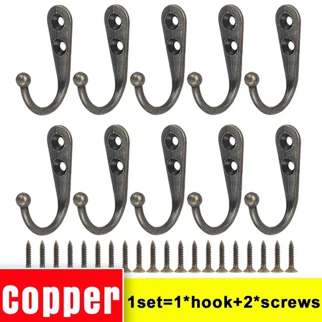 Appendiabiti Da Parete, 6 Pezzi, Appendiabiti Da Parete Retrò Nero Avvitabile, Appendiabiti Con Viti Gancio Singolo Per Cucina Bagno Camera Da Letto 85829068