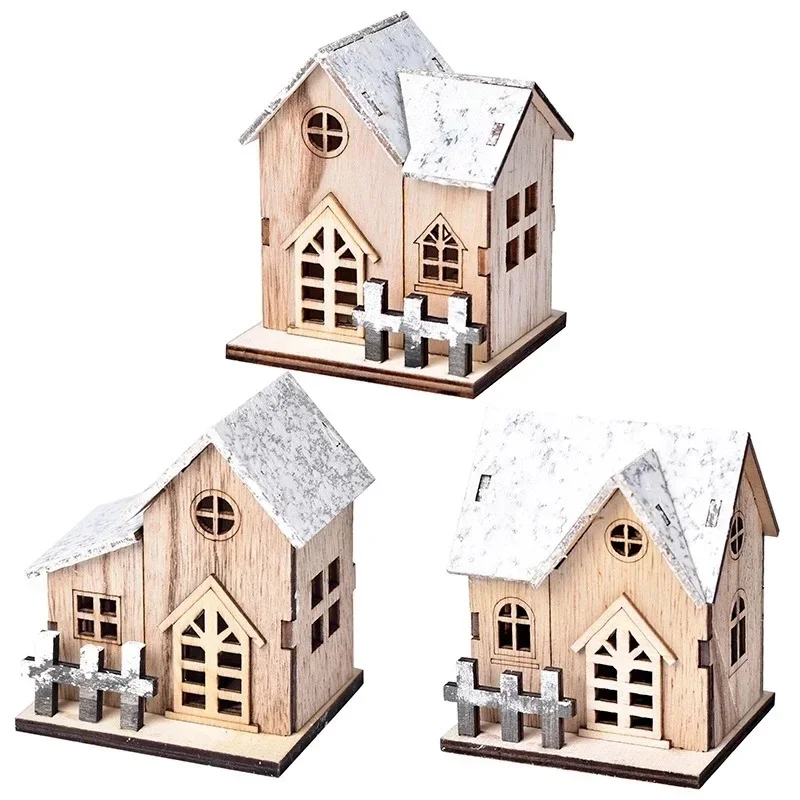 Description Picture 6 of itemLED Light Mini Wood House Model Luminous for Christmas Christmas Houses DIY Festive Wooden House Ornaments Kids New Year Gifts