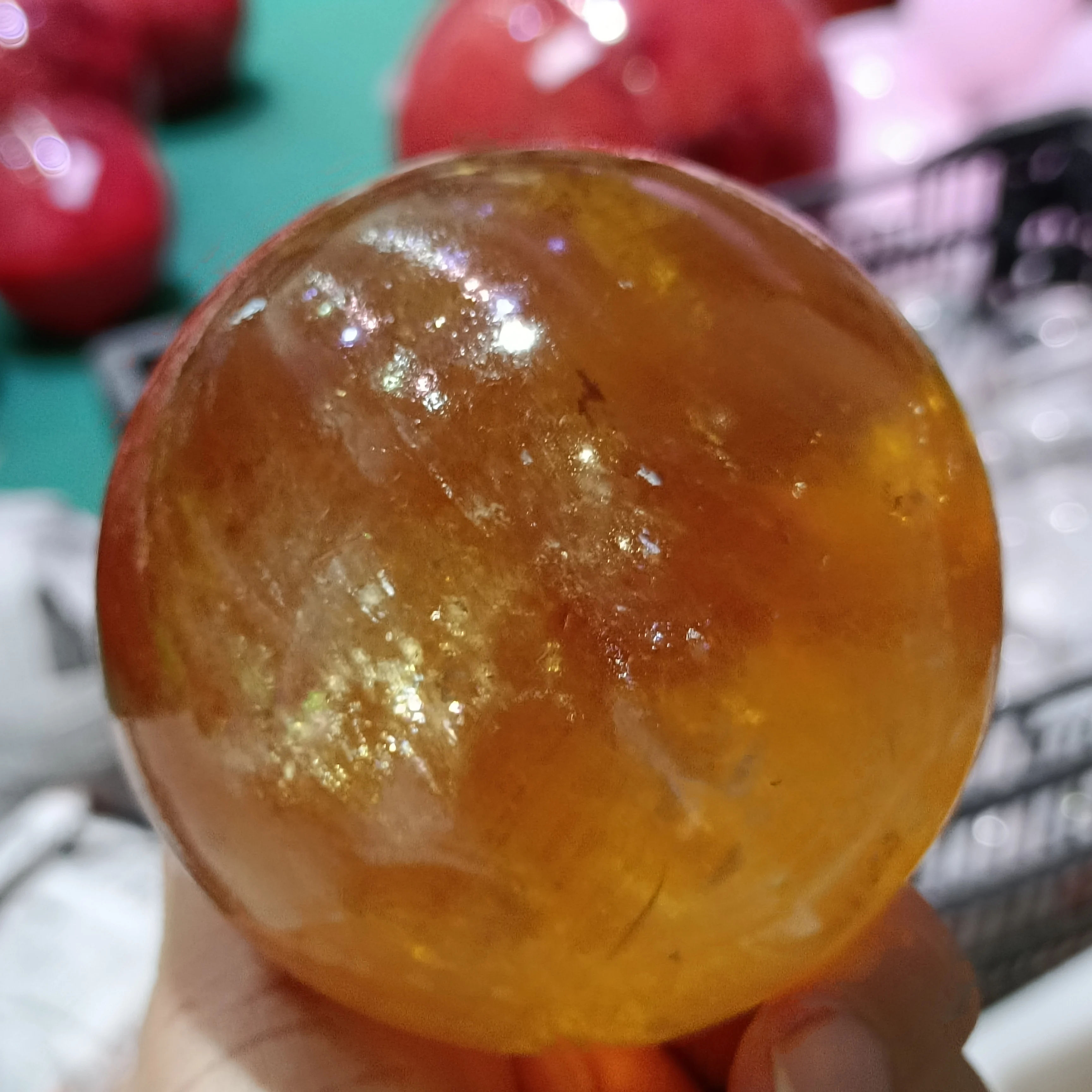 Quartz Crystal for Home and Office Decoration,Natural Yellow Ice Continent,Calcite Ball,Mineral,Reiki Healing Spirit Ge 4