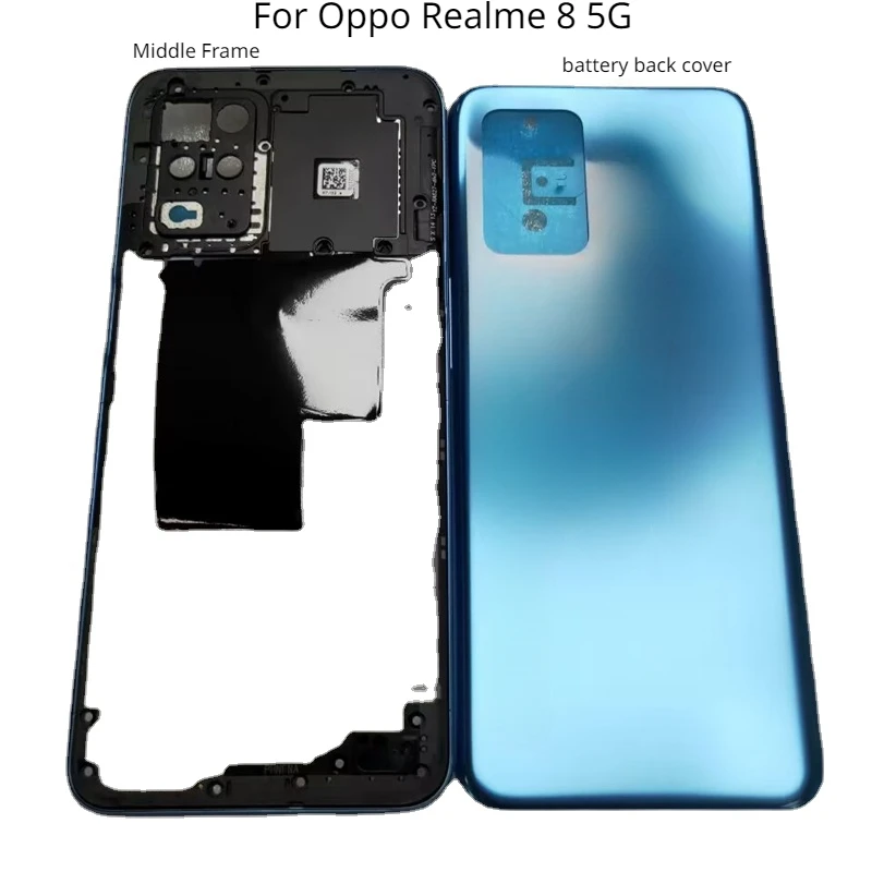 

Средняя рамка для Oppo Realme 8 5G RMX3241 задняя крышка корпус батарейного отсека + Боковая кнопка запасные части